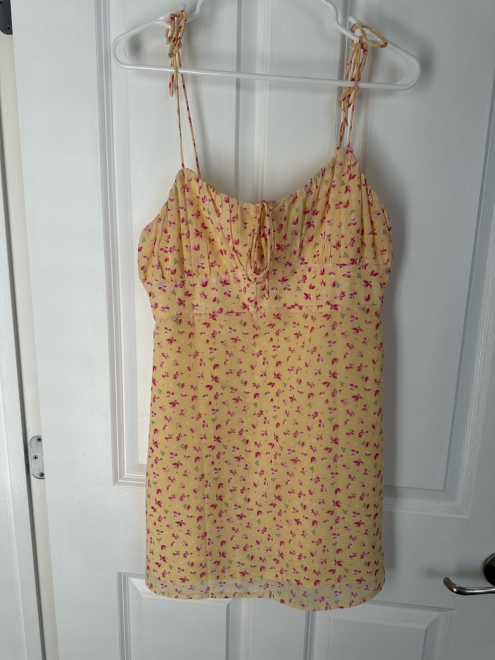 White Fox Yellow Mini Dress with Pink Floral